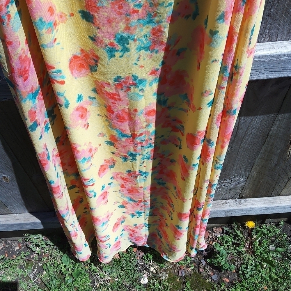 CHETTA B SIZE 16 YELLOW FLORAL DRESS - Picture 3 of 6